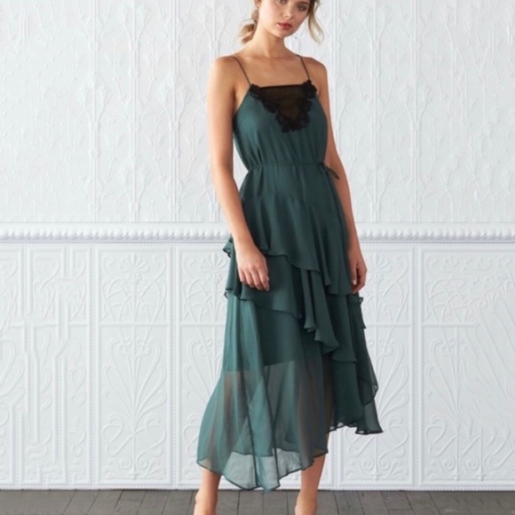 Cooper St Dress Whimsical Fairy Size 12 Lucille Green Chiffon Sleeveless Midi - Picture 2 of 9